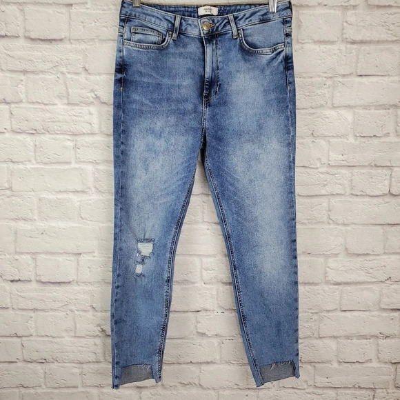 Forever 21 Distressed Step Hem High Rise Jeans - Picture 1 of 11